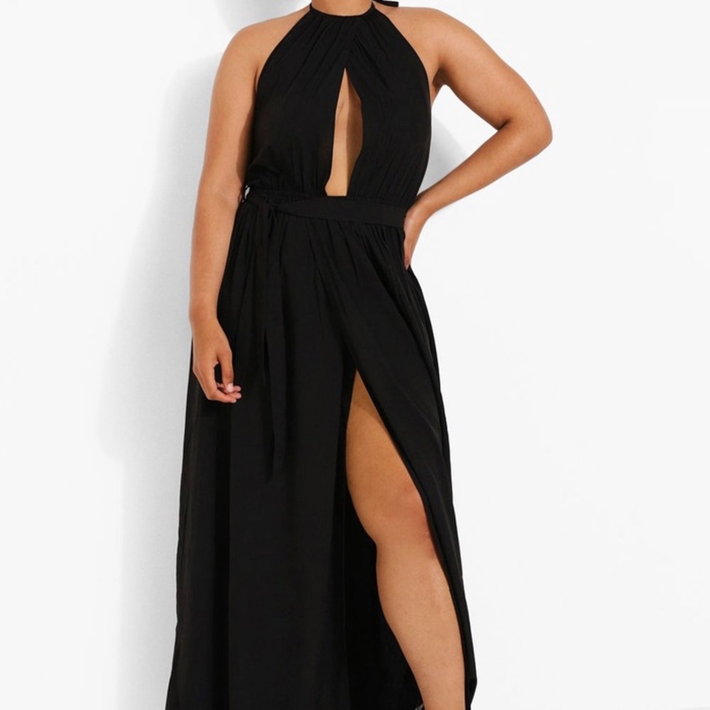 Seafoam plus halter dress